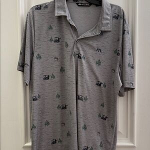 Travis Mathew Heather Gray Polo with Scenic Print